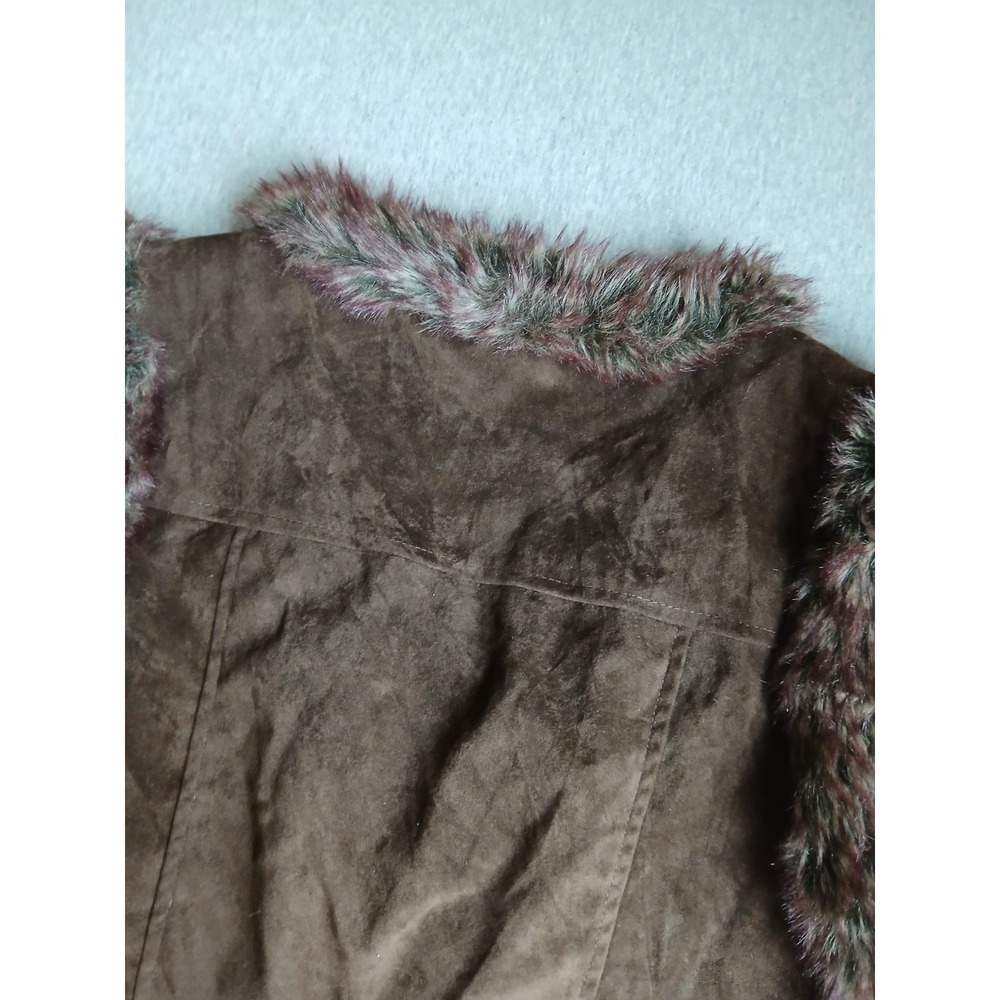Vintage Vest Medium Faux Suede Fur Embroidered Penny Lane Boho Western Bow - Picture 13 of 13